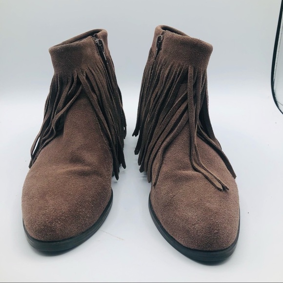 Steve Madden‎ RANCO fringe low heel leather round toe ankle booties taupe 6.5 - Picture 3 of 11